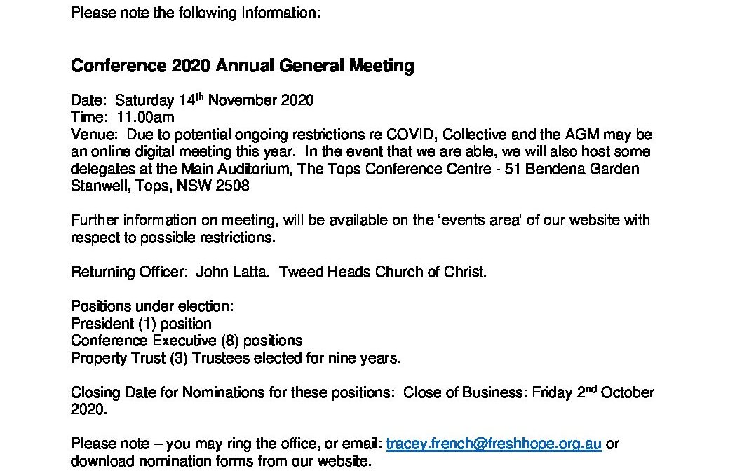Conference AGM Notice 2020